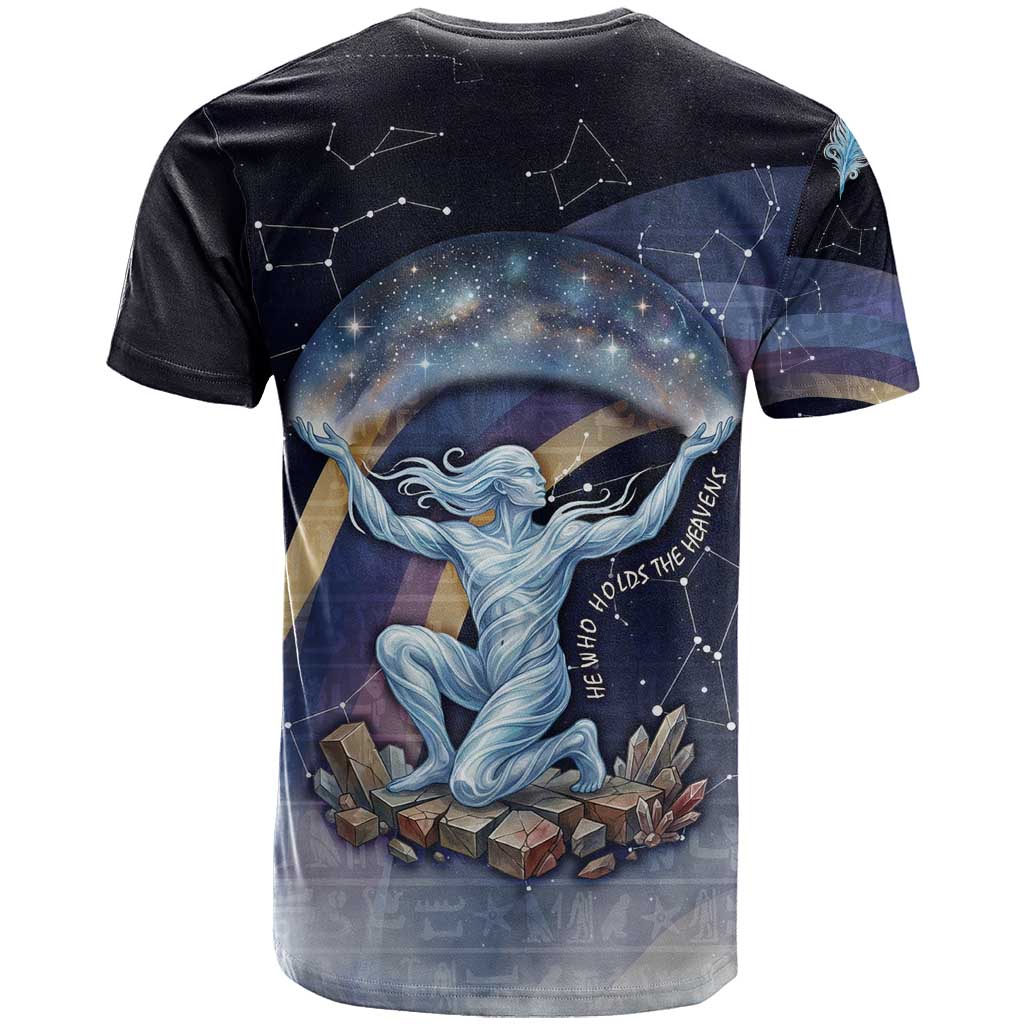 Shu Celestial Constellations T-Shirt Rainbow Ancient Egyptian Sky Deity Theme Graphic Tee