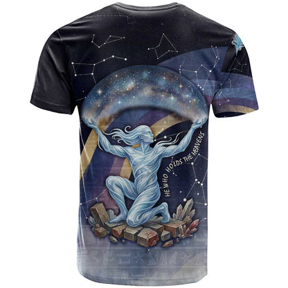 Shu Celestial Constellations T-Shirt Rainbow Ancient Egyptian Sky Deity Theme Graphic Tee