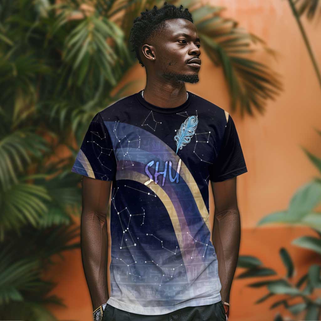 Shu Celestial Constellations T-Shirt Rainbow Ancient Egyptian Sky Deity Theme Graphic Tee