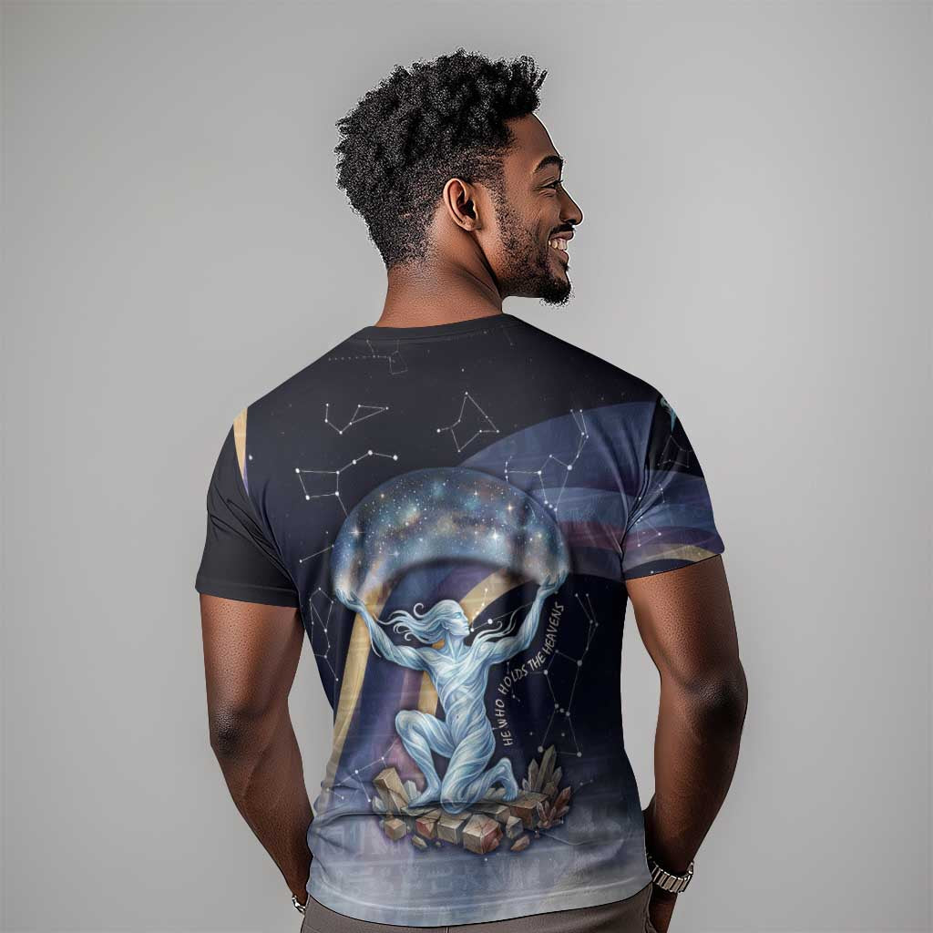 Shu Celestial Constellations T-Shirt Rainbow Ancient Egyptian Sky Deity Theme Graphic Tee