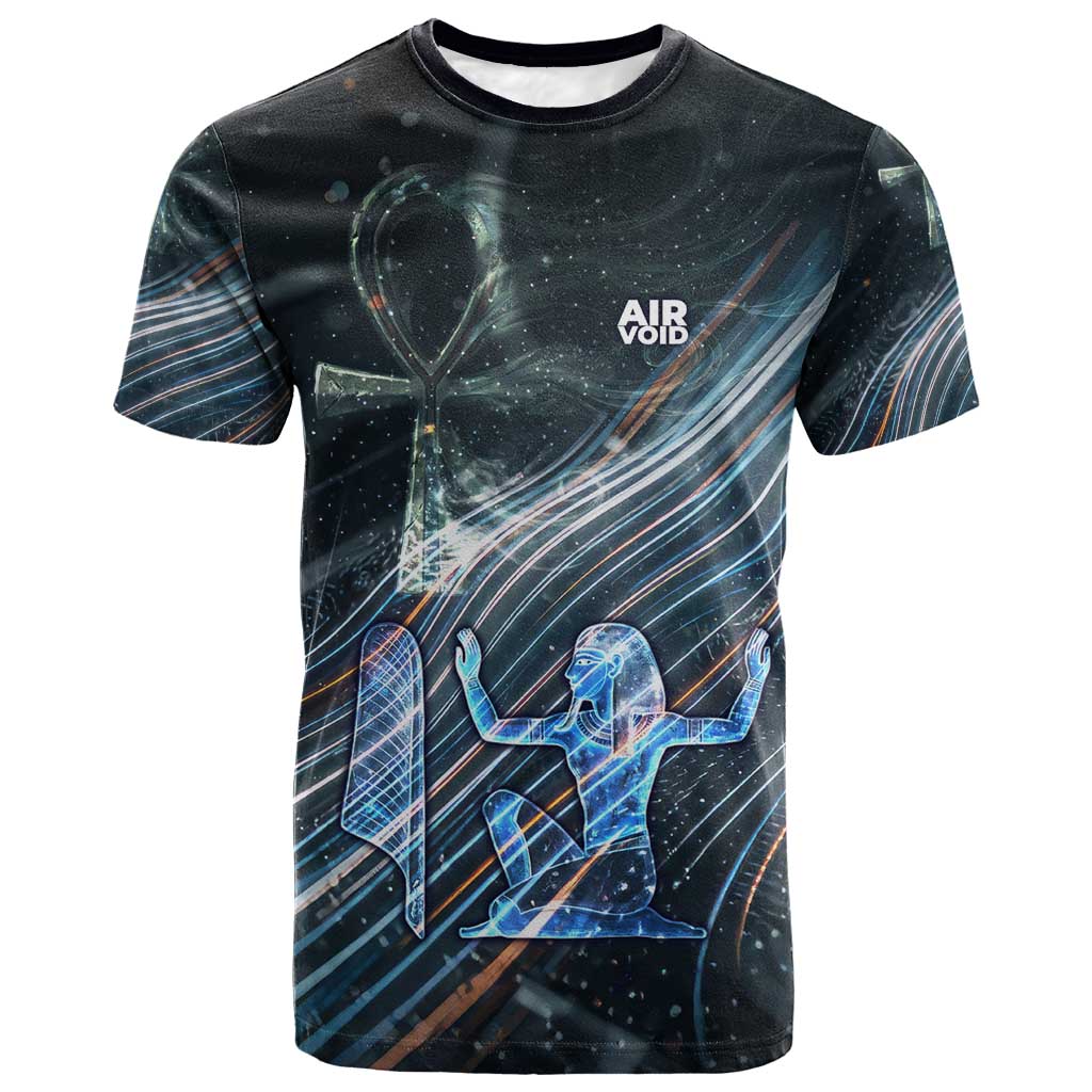 Shu Air Void Egyptian T-Shirt with Storm God and Ankh Ancient Mythology Graphic Tee