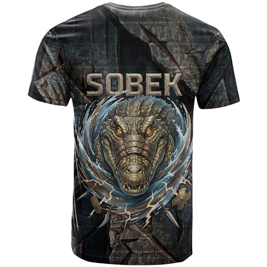 Sobek Egypt T-Shirt with Crocodile Head Water Symbolism Ancient Guardian Graphic Tee
