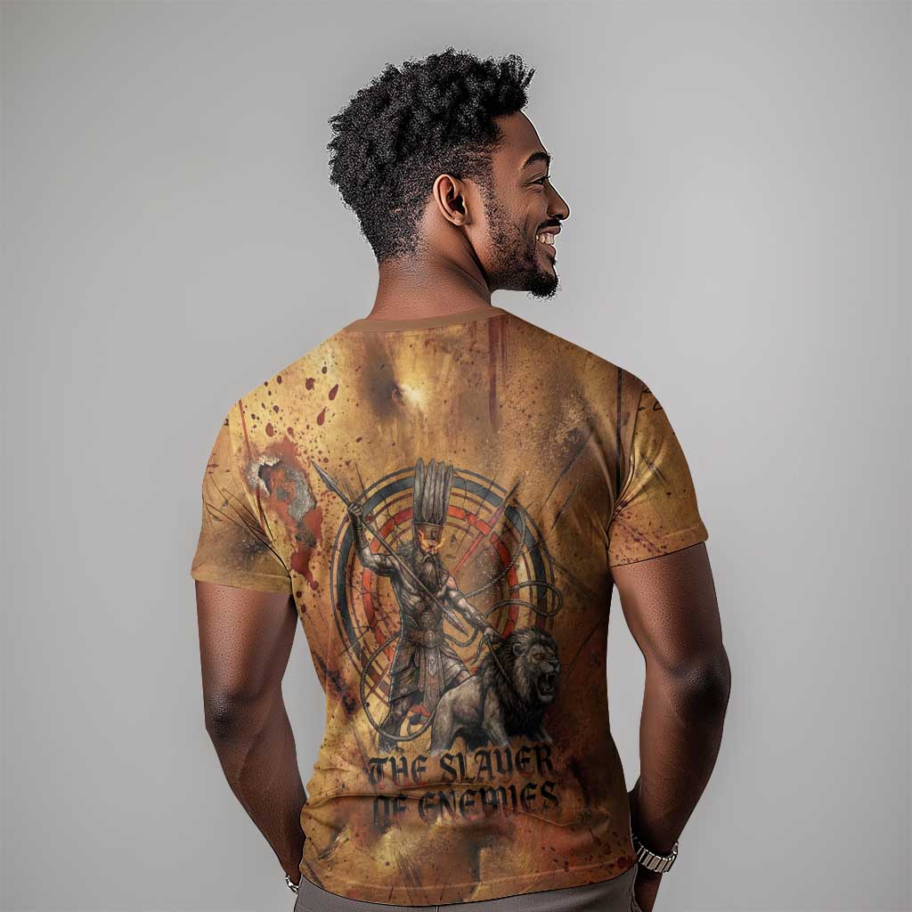 Onuris T-Shirt Egyptian War God Slayer of Enemies Spear Lion Ancient Battle Graphic Tee
