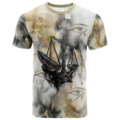 Osiris Egyptian T-Shirt God of Afterlife Feather Scale Judgment Eye of Horus Graphic Tee