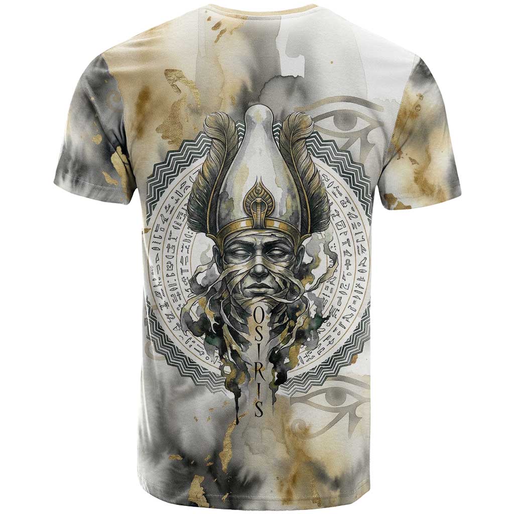 Osiris Egyptian T-Shirt God of Afterlife Feather Scale Judgment Eye of Horus Graphic Tee
