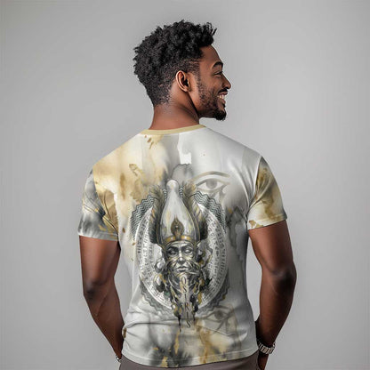 Osiris Egyptian T-Shirt God of Afterlife Feather Scale Judgment Eye of Horus Graphic Tee