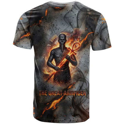 Ptah Egyptian T-Shirt God of Creation Great Artificer Hammer - Anvil Fire Forged Graphic Tee