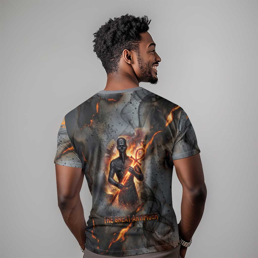 Ptah Egyptian T-Shirt God of Creation Great Artificer Hammer - Anvil Fire Forged Graphic Tee