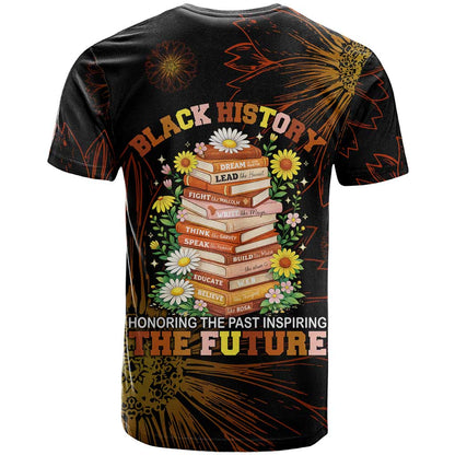 Black African American Teachers T-Shirt Afrocentric Floral Art with Motivational Typography Graphic Tee