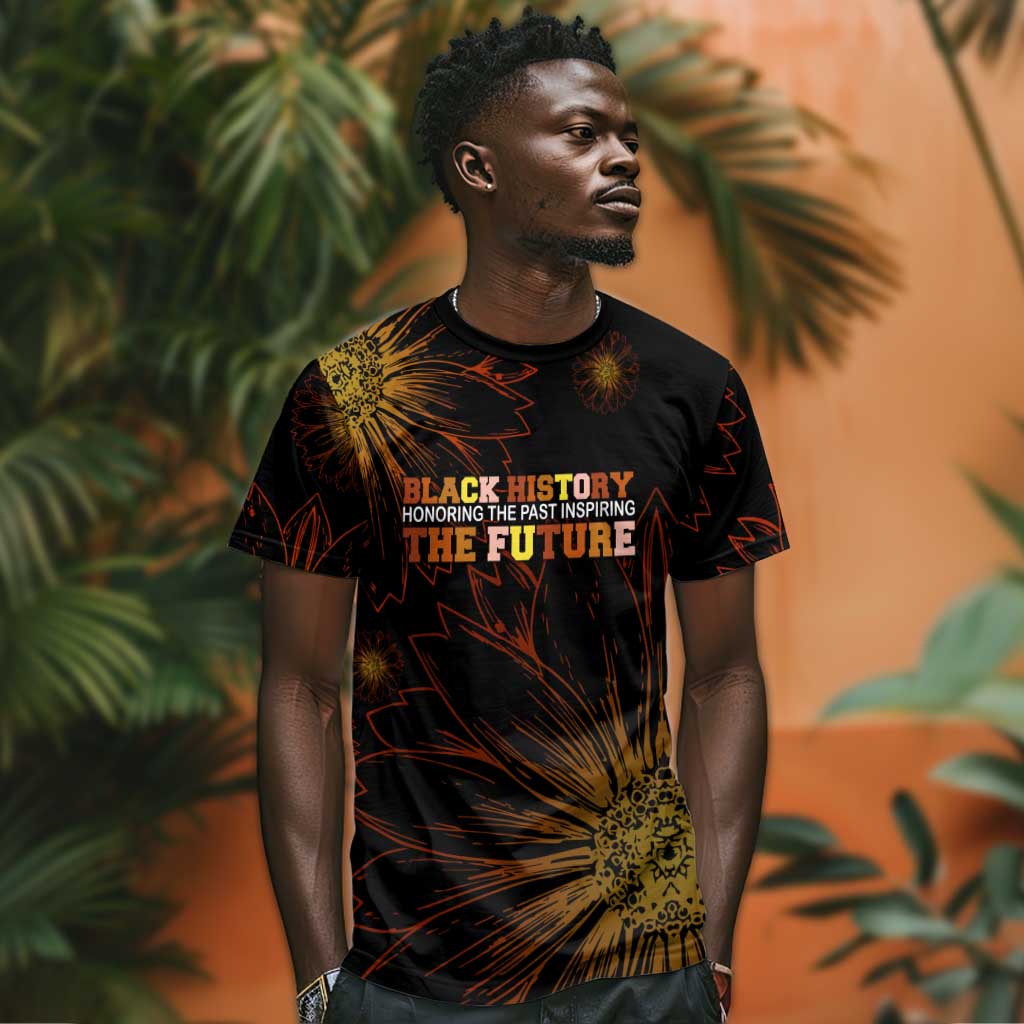Black African American Teachers T-Shirt Afrocentric Floral Art with Motivational Typography Graphic Tee