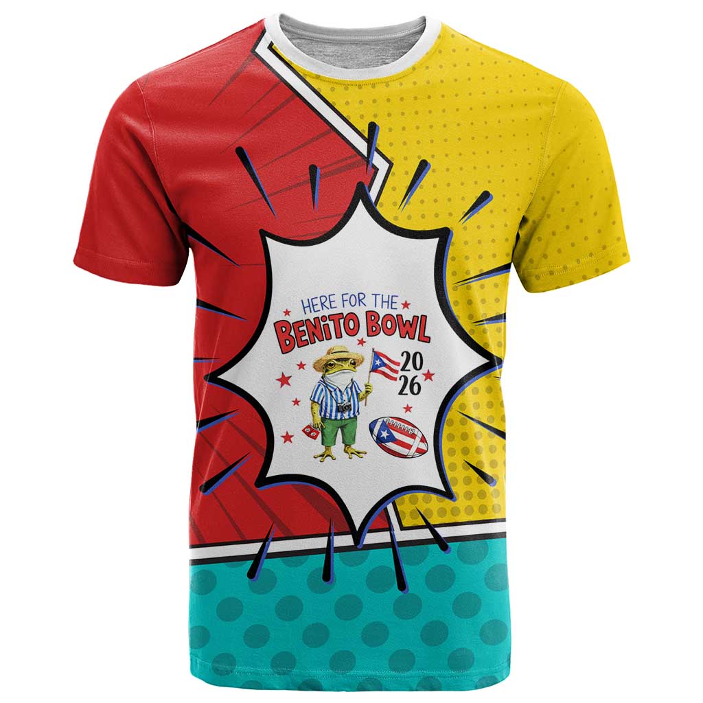 Benito Bowl Puerto Rican Frog T-Shirt Playful PopCulture Game Day Graphic Tee