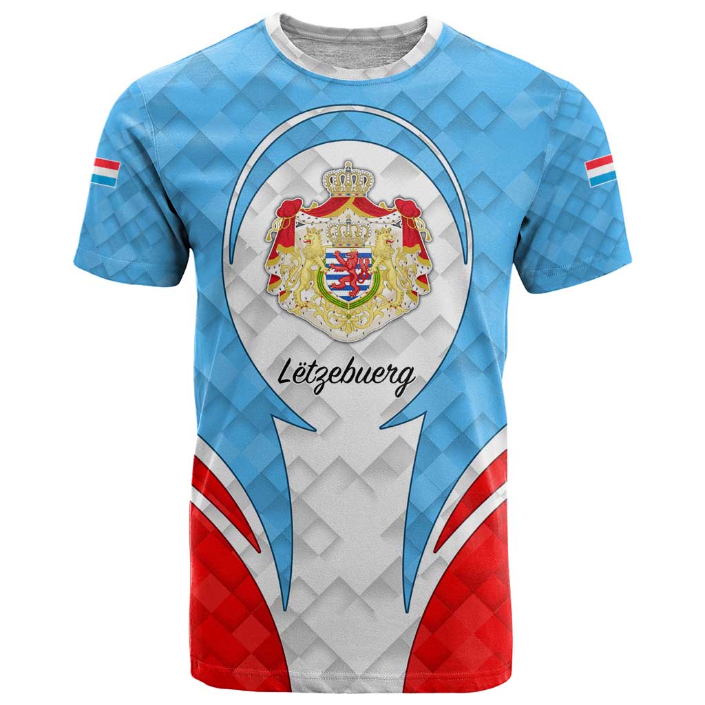 Luxembourg T-Shirt with National Coat of Arms and Letzebuerg Text Design Graphic Tee