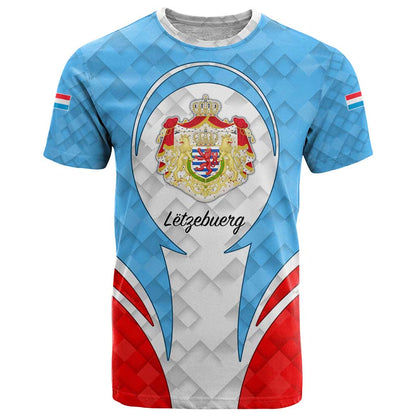 Luxembourg T-Shirt with National Coat of Arms and Letzebuerg Text Design Graphic Tee