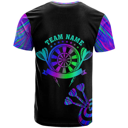 Neon Dartboard Darts T-Shirt with Colorful Target and Psychedelic Swirl Pattern Graphic Tee