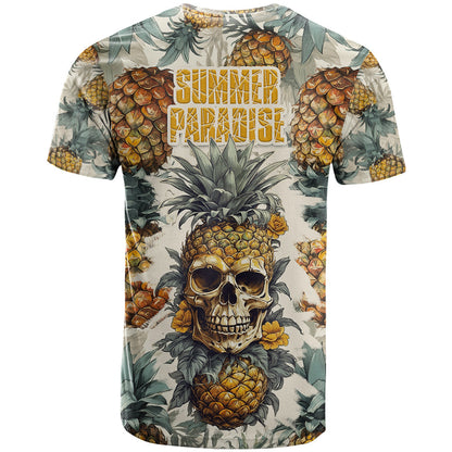 Pineapple Skull T-Shirt Summer Paradise Graphic Tee