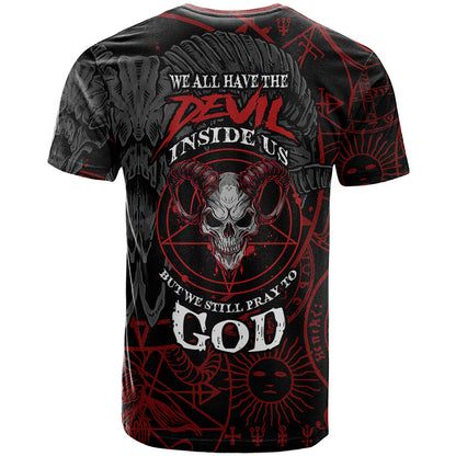 Skull Demon T-Shirt We All Have The Devil Inside Us Graphic Tee