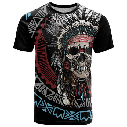 Native American Skull T-Shirt American History Begins With Native History Graphic Tee