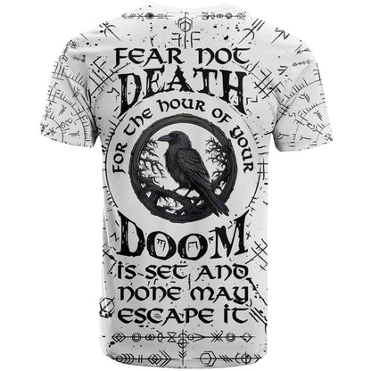 Viking Raven T-Shirt Fear Not Death For the Hour Of Your Doom Graphic Tee