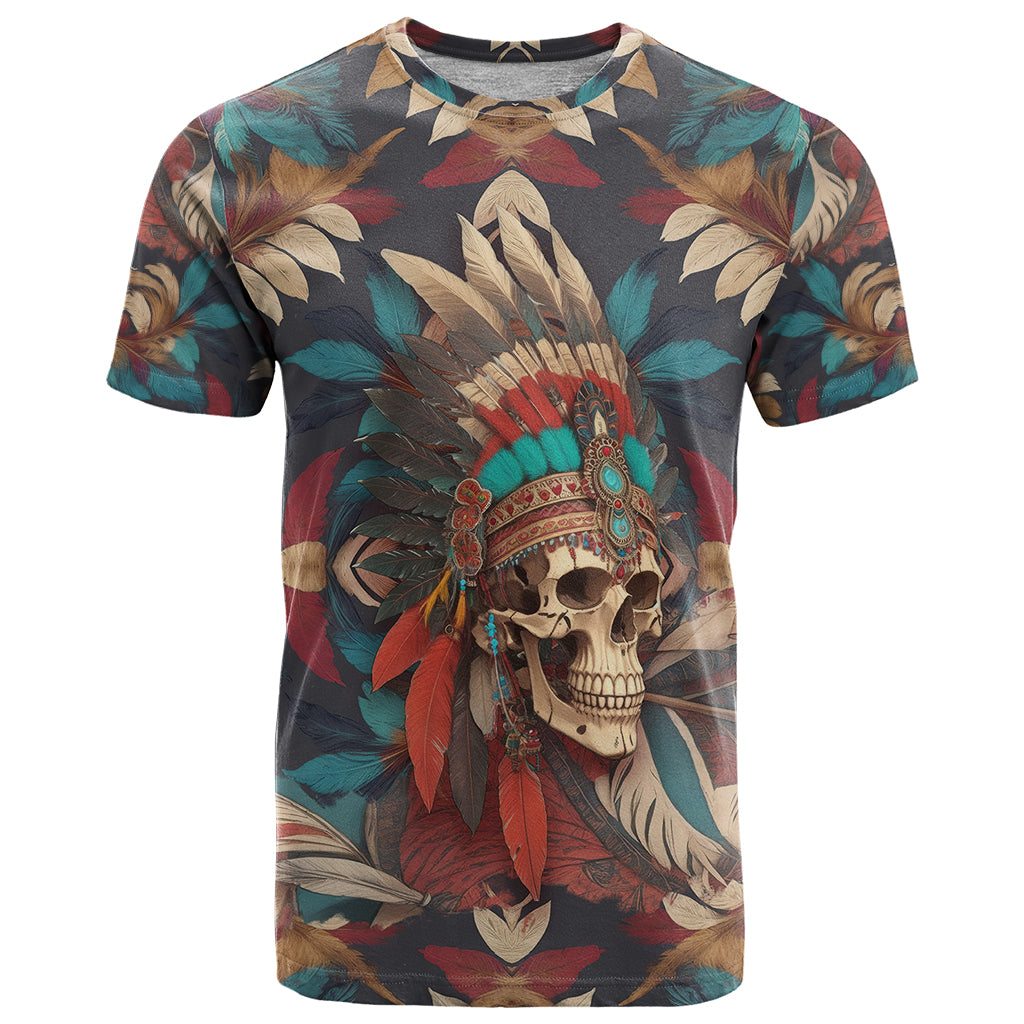 Native American Skull T-Shirt Native Merican Spirit Of Freedom Graphic Tee