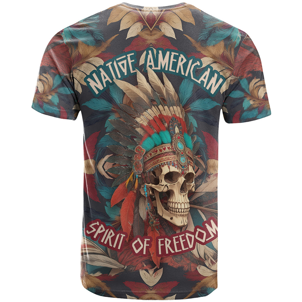 Native American Skull T-Shirt Native Merican Spirit Of Freedom Graphic Tee