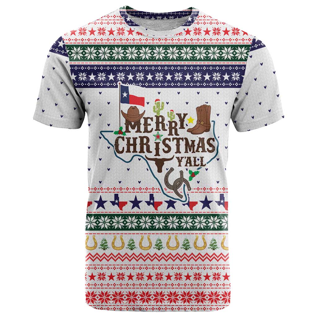 Merry Christmas Yall Texas T-Shirt Xmas Holiday Patterns Graphic Tee