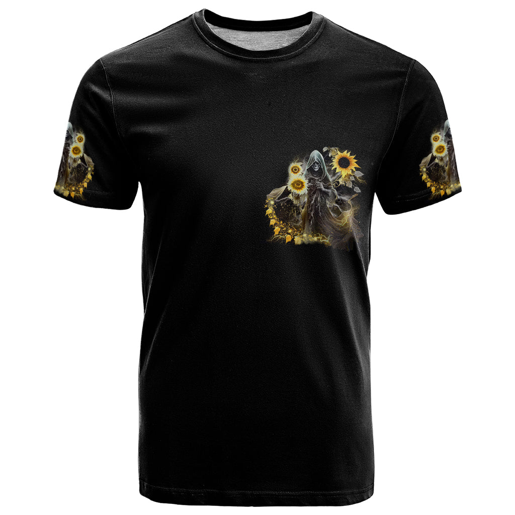 I Am The Storm Reaper Sunflower Roses Wings T-Shirt Graphic Tee