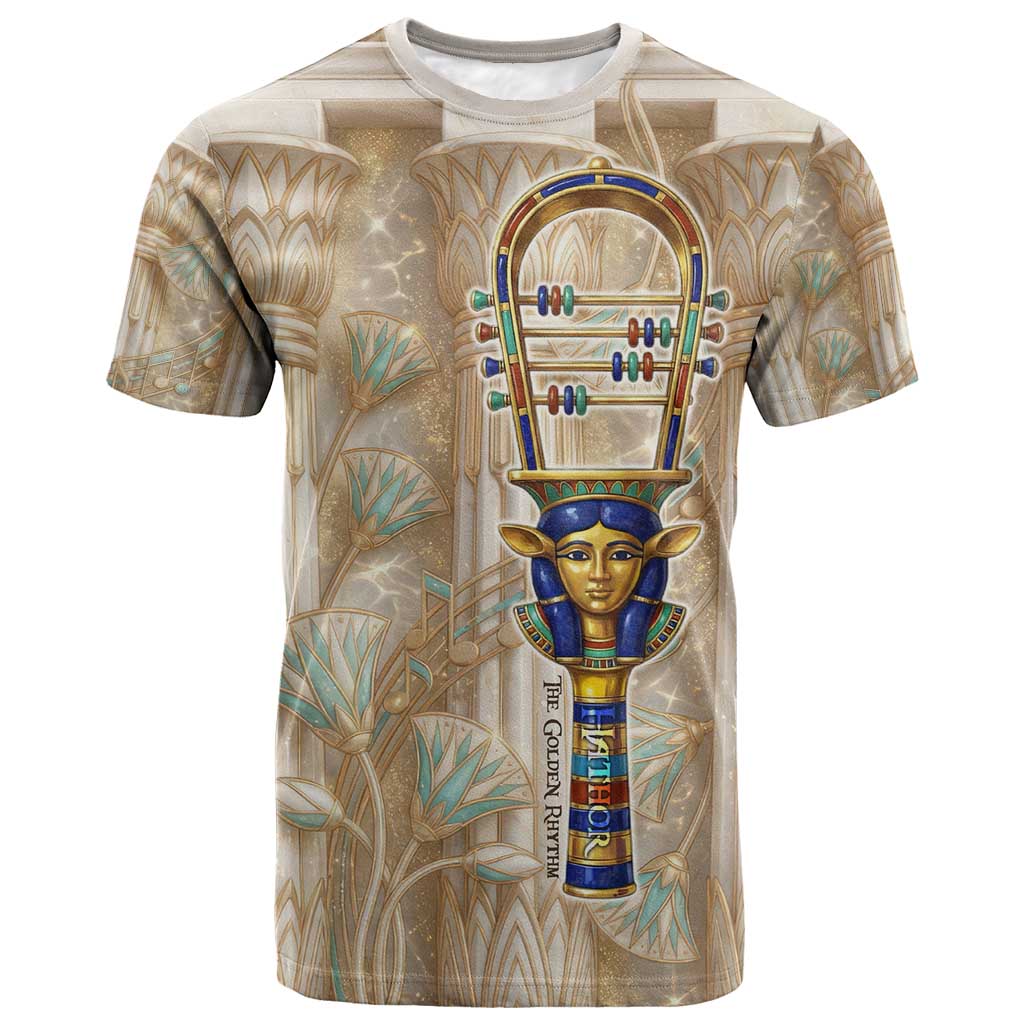 Hathor T-Shirt with Sacred Cow Head Egyptian Fertility Symbolism Graphic Tee