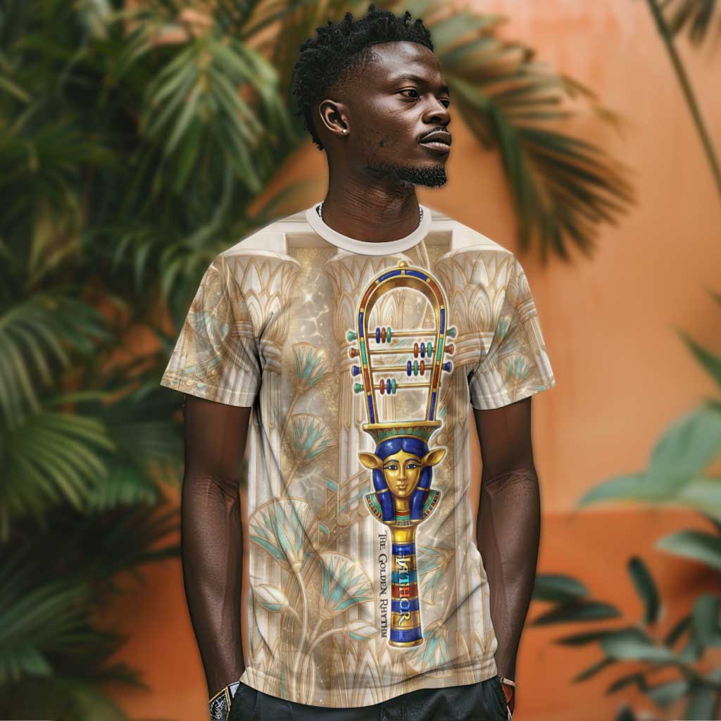 Hathor T-Shirt with Sacred Cow Head Egyptian Fertility Symbolism Graphic Tee