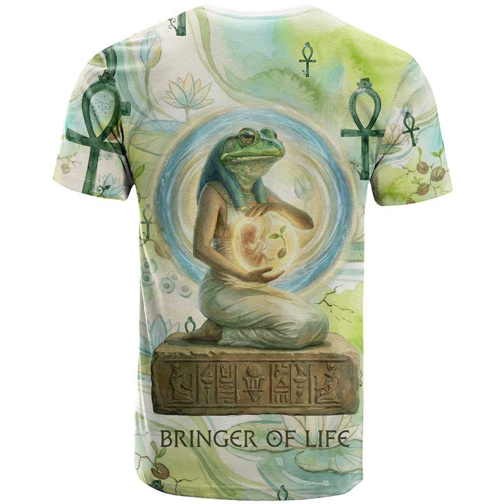 Heqet Nile Ankh Symbol T-Shirt Egyptian Lotus Motif in Watercolor Life Theme Graphic Tee