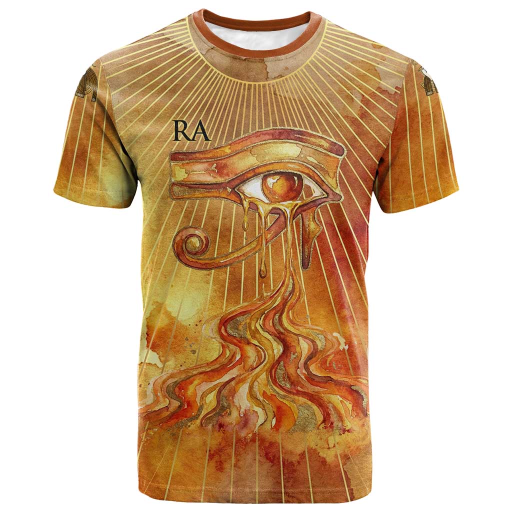 Ra Egyptian T-Shirt Sun God Eye of Ra Fiery Wings Eternal Source Golden Light Graphic Tee
