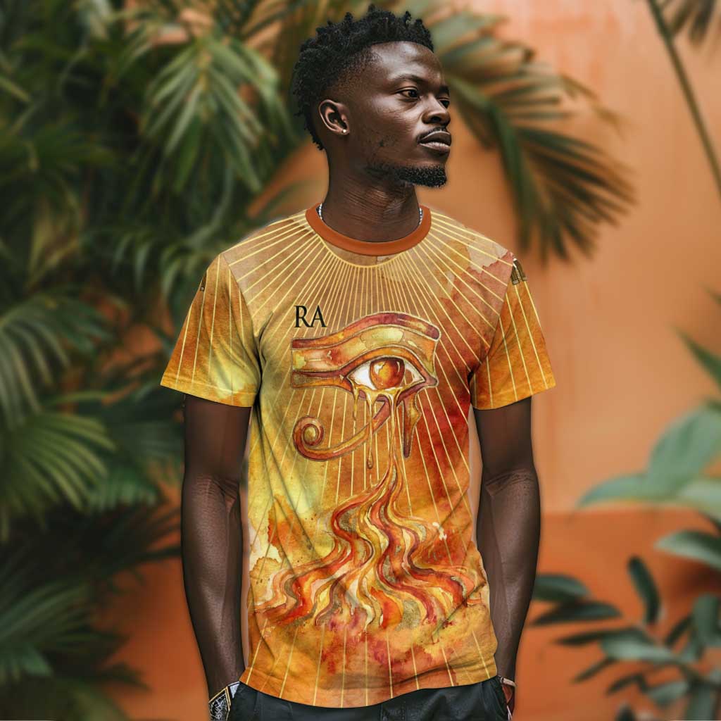 Ra Egyptian T-Shirt Sun God Eye of Ra Fiery Wings Eternal Source Golden Light Graphic Tee