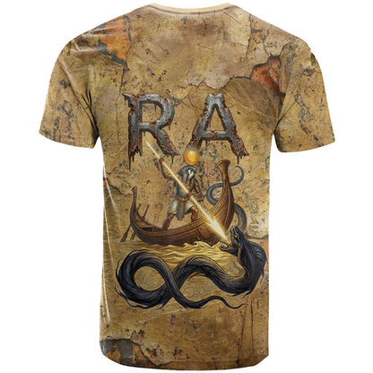 Ra Egyptian T-Shirt Sun God Solar Disk Serpent Slayer Ancient Egyptian Boat of the Underworld Graphic Tee