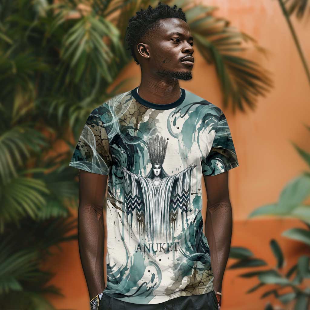 Anuket Egyptian T-Shirt Goddess of the Nile Flowing Water Gazelle Spirit The Embracer Graphic Tee