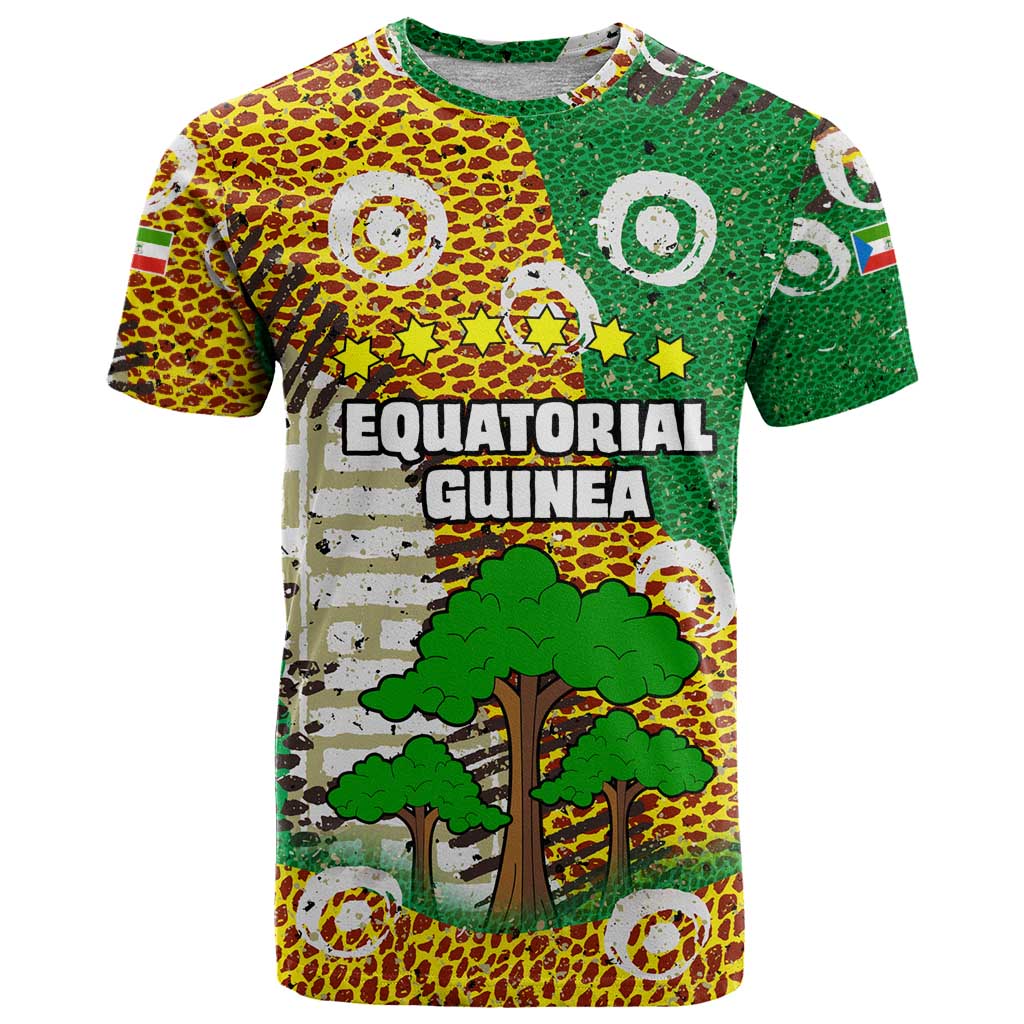 Equatorial Guinea Baobab Tree T-Shirt with Tribal Patterns and Heritage Quote Graphic Tee