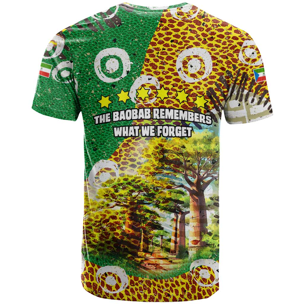 Equatorial Guinea Baobab Tree T-Shirt with Tribal Patterns and Heritage Quote Graphic Tee
