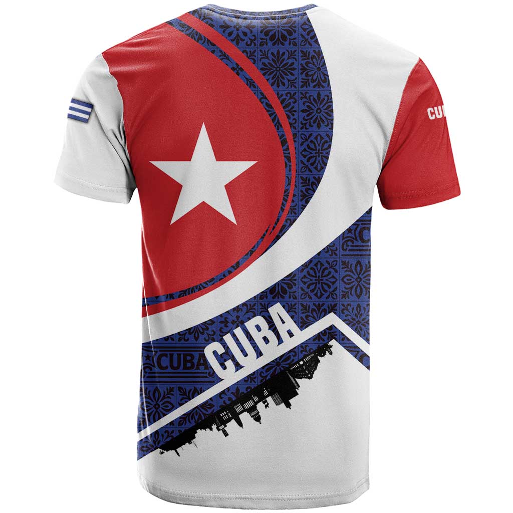 Cuba Flag T-Shirt Red White and Blue Design with Cuban Star and Havana City Skyline Graphic Tee