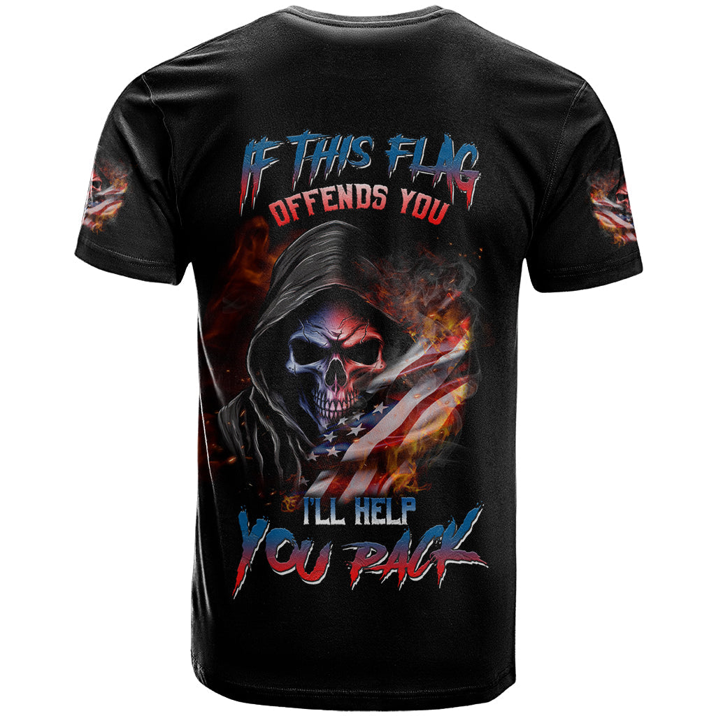 If This Flag Offends You I'll Help You Pack Skull T-Shirt Graphic Tee