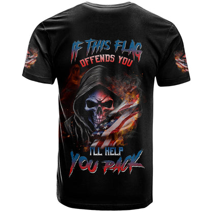 If This Flag Offends You I'll Help You Pack Skull T-Shirt Graphic Tee