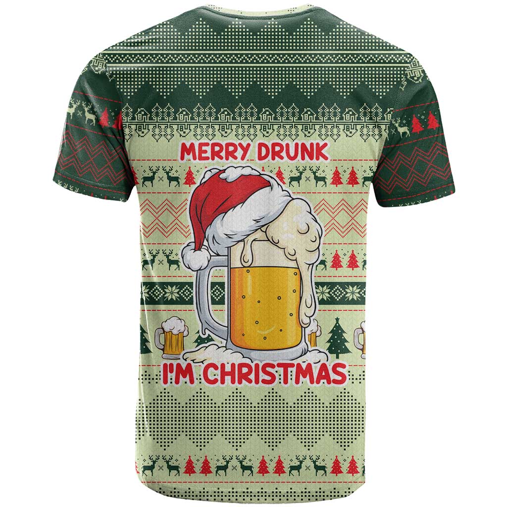 Merry Drunk I'm Christmas T-Shirt Xmas Holiday Patterns Graphic Tee