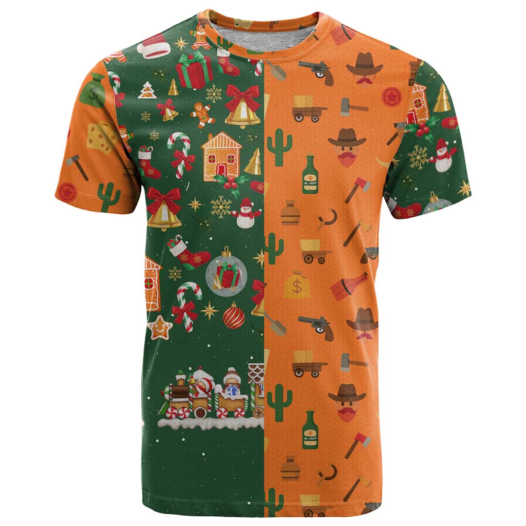 Merry Kiss My Texas Christmas T-Shirt Xmas Holiday Patterns Graphic Tee
