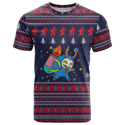 Merry Krampus Christmas T-Shirt Xmas Holiday Patterns Graphic Tee