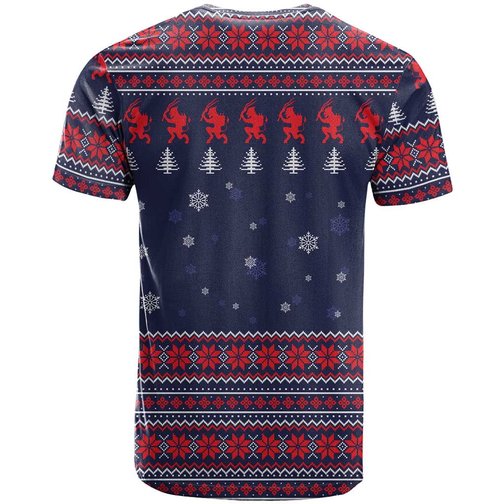 Merry Krampus Christmas T-Shirt Xmas Holiday Patterns Graphic Tee