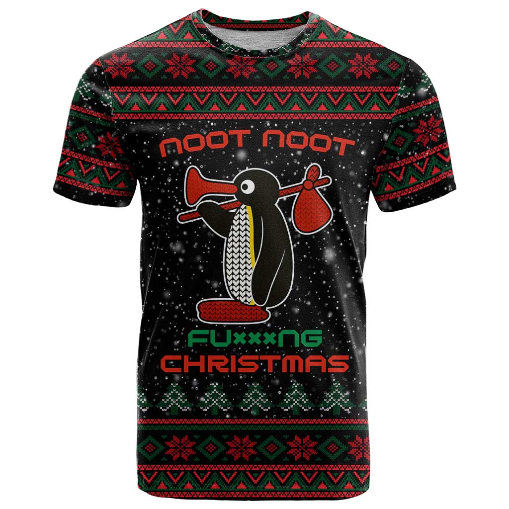 Penguin Tree Christmas T-Shirt Xmas Holiday Patterns Graphic Tee
