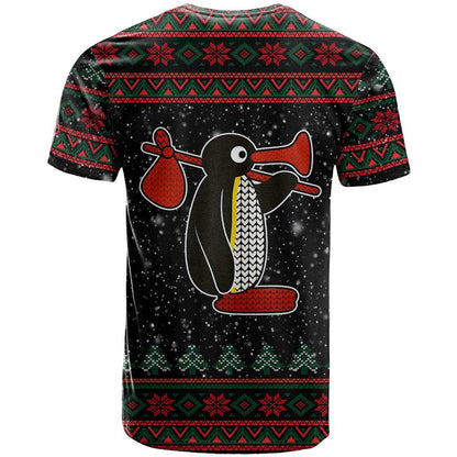 Penguin Tree Christmas T-Shirt Xmas Holiday Patterns Graphic Tee