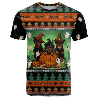 Rottweiler Christmas T-Shirt Xmas Holiday Patterns Graphic Tee