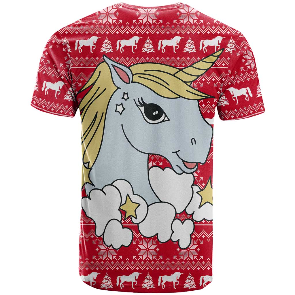 Lovely Unicorn Christmas T-Shirt Xmas Holiday Patterns Graphic Tee