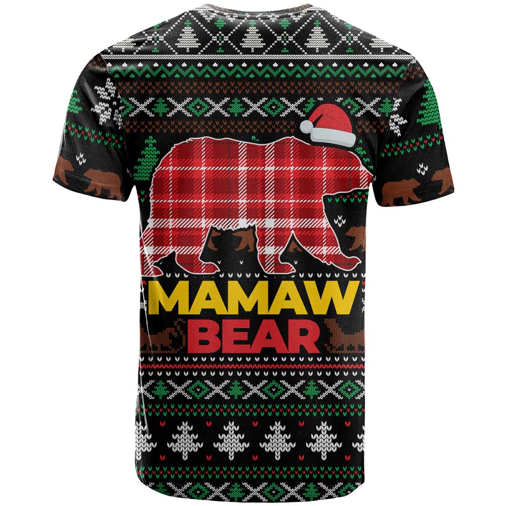 Mamaw Bear Christmas T-Shirt Xmas Holiday Patterns Graphic Tee