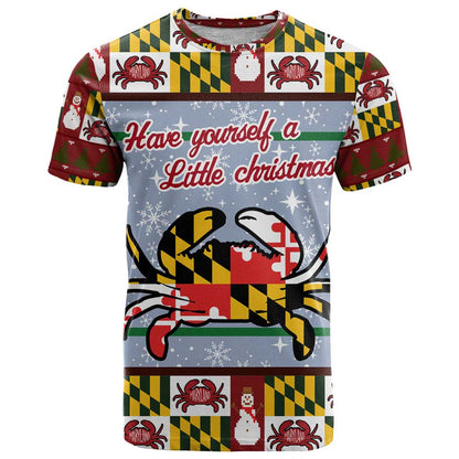 Maryland Symbols Christmas T-Shirt Xmas Holiday Patterns Graphic Tee