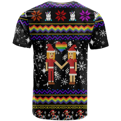 LGBT Lesbians Christmas T-Shirt Xmas Holiday Patterns Graphic Tee