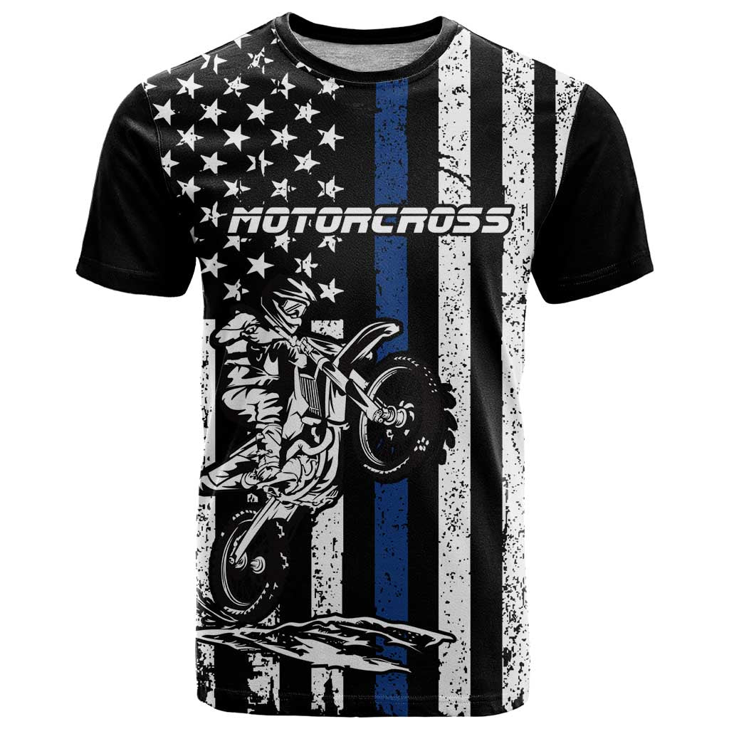 Personalized Motocross Rider T-Shirt with Splash Pattern and Dirt Bike Jump Illustration Graphic Tee